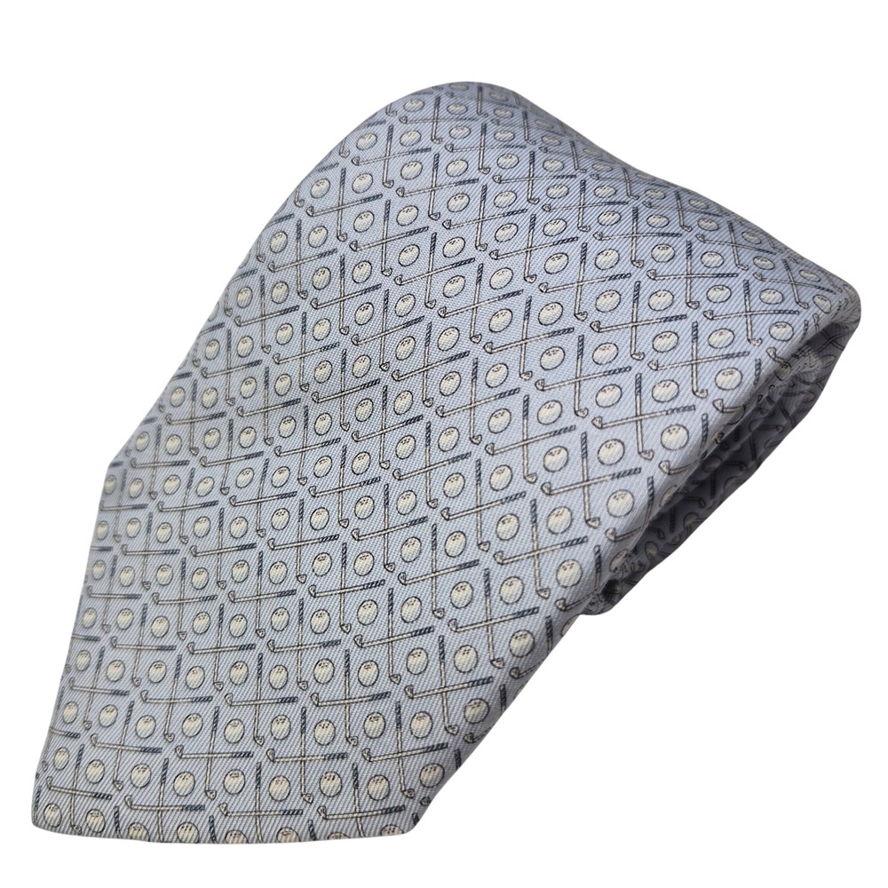 Vineyard Vines Tie Mens Light Blue 100% Silk Golf Clubs Balls Preppy USA 3.5x60